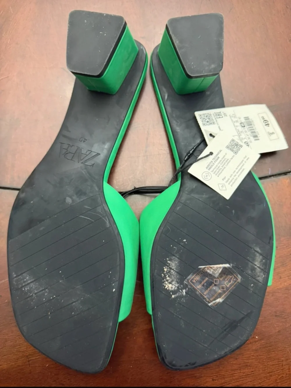 ZARA Green Slide Sandals - Women's 40